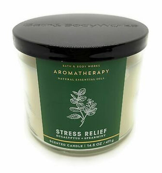 AROMATHERAPY STRESS RELIEF EUCALYPTUS SPEARMINT 3 WICK CANDLE 14.5 OZ