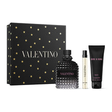 VALENTINO UOMO BORN IN ROMA 3PC MEN GIFT SET - 3.4OZ EDT + 0.33OZ EDT + 2.5OZ SHOWER GEL