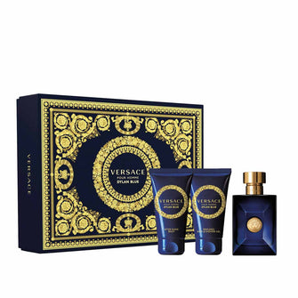 VERSACE POUR HOMME DYLAN BLUE 3 PC GIFT SET MEN - 1.7 OZ EDT + 1.7 OZ BATH & SHOWER GEL + 1.7 OZ AFTER SHAVE BALM