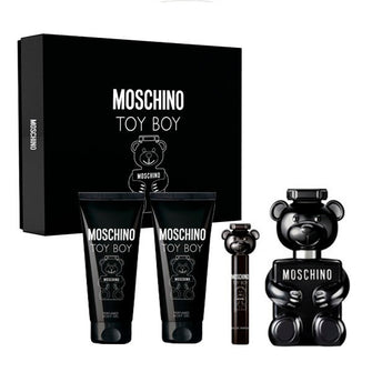 MOSCHINO TOY BOY 4 PC GIFT SET - 3.4 OZ EDP + 3.4 OZ SHOWER GEL + 3.4 OZ AFTERSHAVE BALM + 0.33 OZ EDP