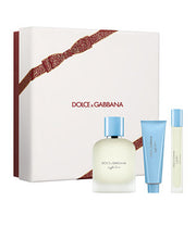 D&G LIGHT BLUE POUR HOMME 3 PC GIFT SET FOR MEN - 3.4 OZ EDT + 1.7 OZ SHOWER GEL + 0.33 OZ EDT