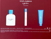 D&G LIGHT BLUE POUR HOMME 3 PC GIFT SET FOR MEN - 3.4 OZ EDT + 1.7 OZ SHOWER GEL + 0.33 OZ EDT