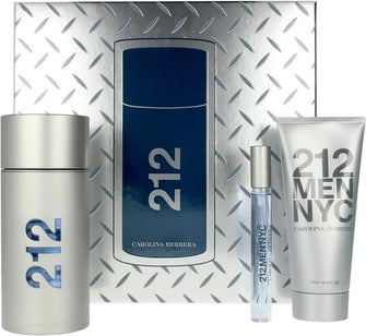 CAROLINA HERRERA 212 MEN NYC 3 PC GIFT SET - 3.4OZ EDT + 3.4OZ AFTER SHAVE GEL + 0.33OZ EDT