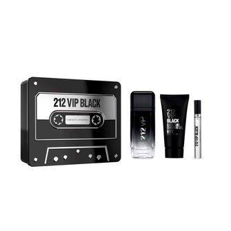 CAROLINA HERRERA 212 VIP BLACK 3 PC GIFT SET - 3.4 OZ EDP + 3.4 OZ BATH &  SHOWER GEL + 0.34 OZ EDP