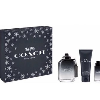 COACH NEW YORK MEN 3 PC GIFT SET - 3.4 OZ EDT + 3.4 OZ SHOWER GEL + 0.50 OZ EDT