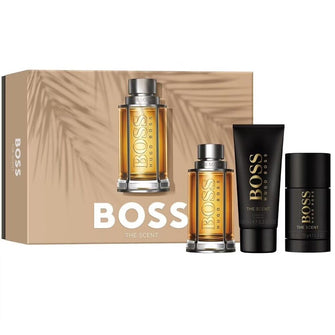 HUGO BOSS THE SCENT 3 PC MEN GIFT SET - 3.4OZ EDT + 2.4OZ DEODORANT STICK + 3.4OZ SHOWER GEL