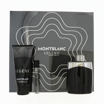 MONTBLANC LEGEND MEN 3 PC GIFT SET - 3.4 OZ EDT + 3.4 OZ SHOWER GEL + 0.25 OZ EDT