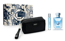 VERSACE POUR HOMME 3PC GIFT SET - 3.4OZ EDT + 0.34OZ EDT + TROUSSE BAG
